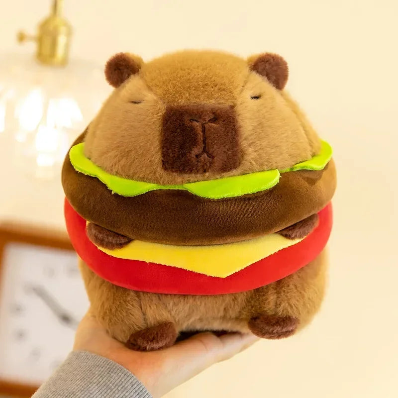 New Cute Hamburger Capybara Plush Stuffed Toy Simulation Animal Doll Soft Children'S Toy Birthday Gift Kawaii Room Decoration