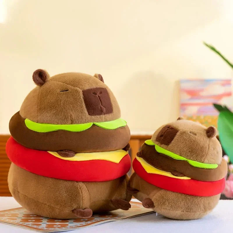 New Cute Hamburger Capybara Plush Stuffed Toy Simulation Animal Doll Soft Children'S Toy Birthday Gift Kawaii Room Decoration