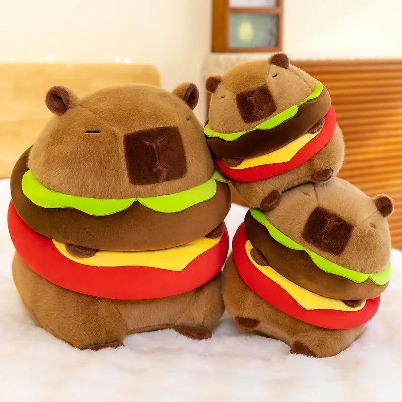 New Cute Hamburger Capybara Plush Stuffed Toy Simulation Animal Doll Soft Children'S Toy Birthday Gift Kawaii Room Decoration