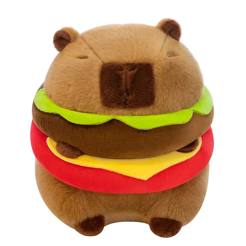 New Cute Hamburger Capybara Plush Stuffed Toy Simulation Animal Doll Soft Children'S Toy Birthday Gift Kawaii Room Decoration