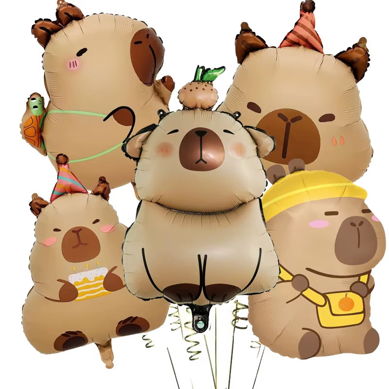 5Pcs Cartoon Capybara Aluminium Film Balloon Set