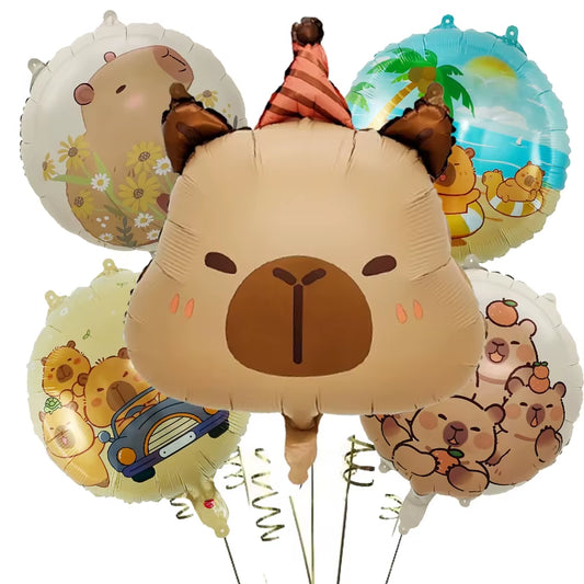 5Pcs Cartoon Capybara Aluminium Film Balloon Set 